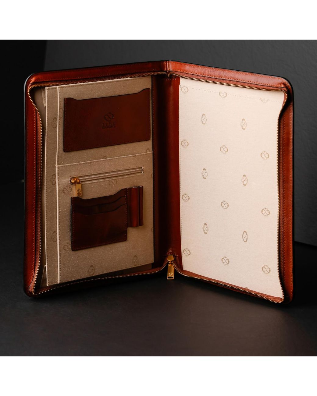 Time Resistance Brown Leather Documents Folder Organizer