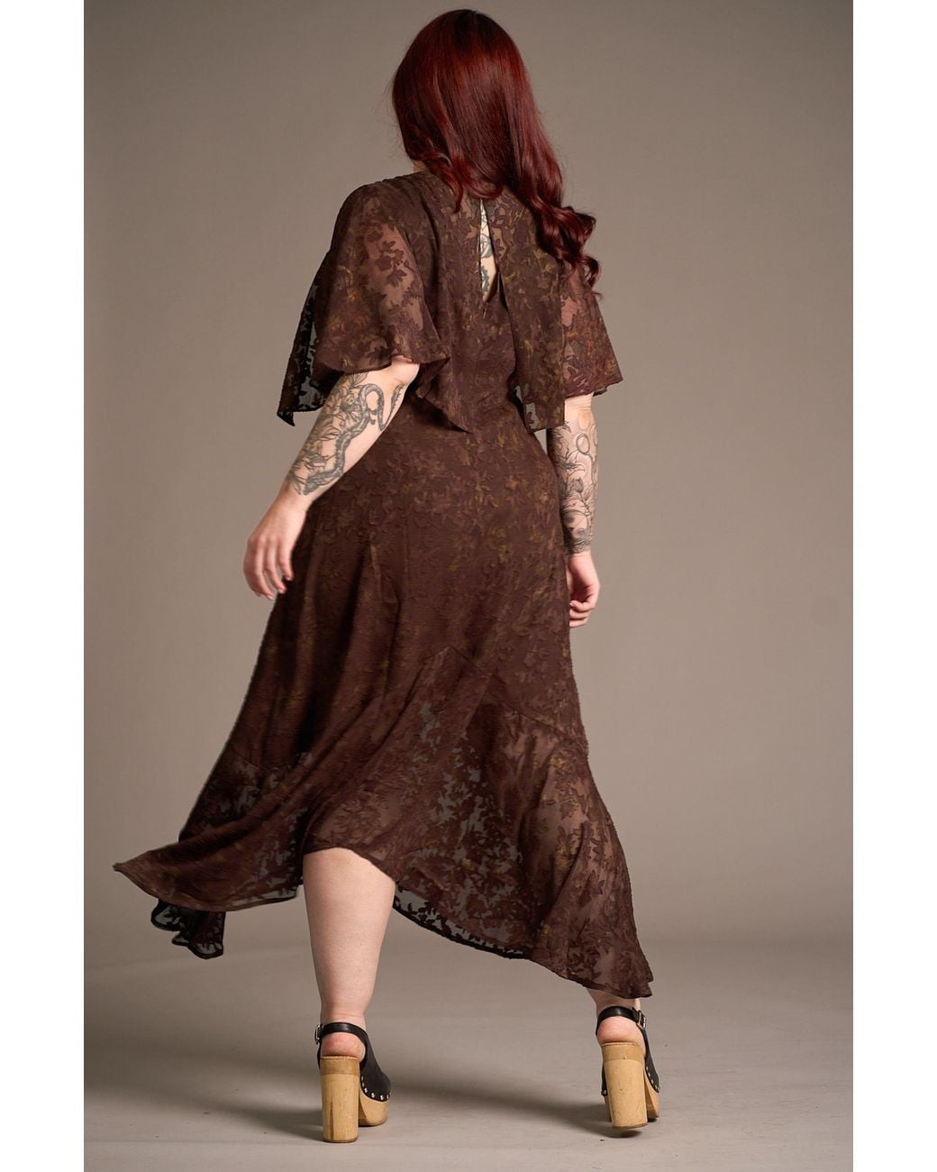 Little Lies Brown Sugar Chiffon Midi Dress