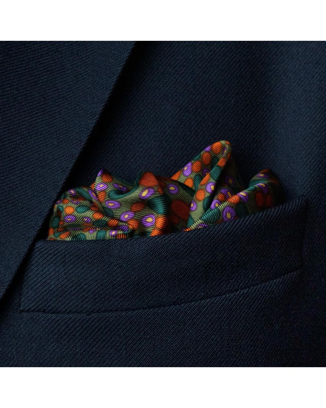 Otway & Orford Blue 'Infinity' Spotted Silk Pocket Square for men