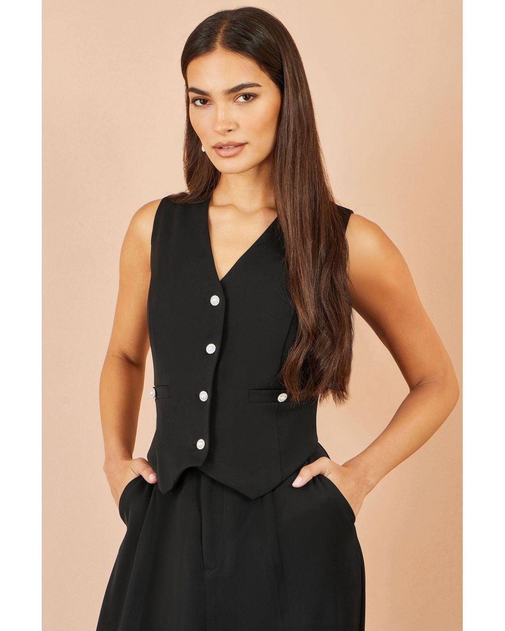 Yumi' Black Waistcoat Style Jumpsuit