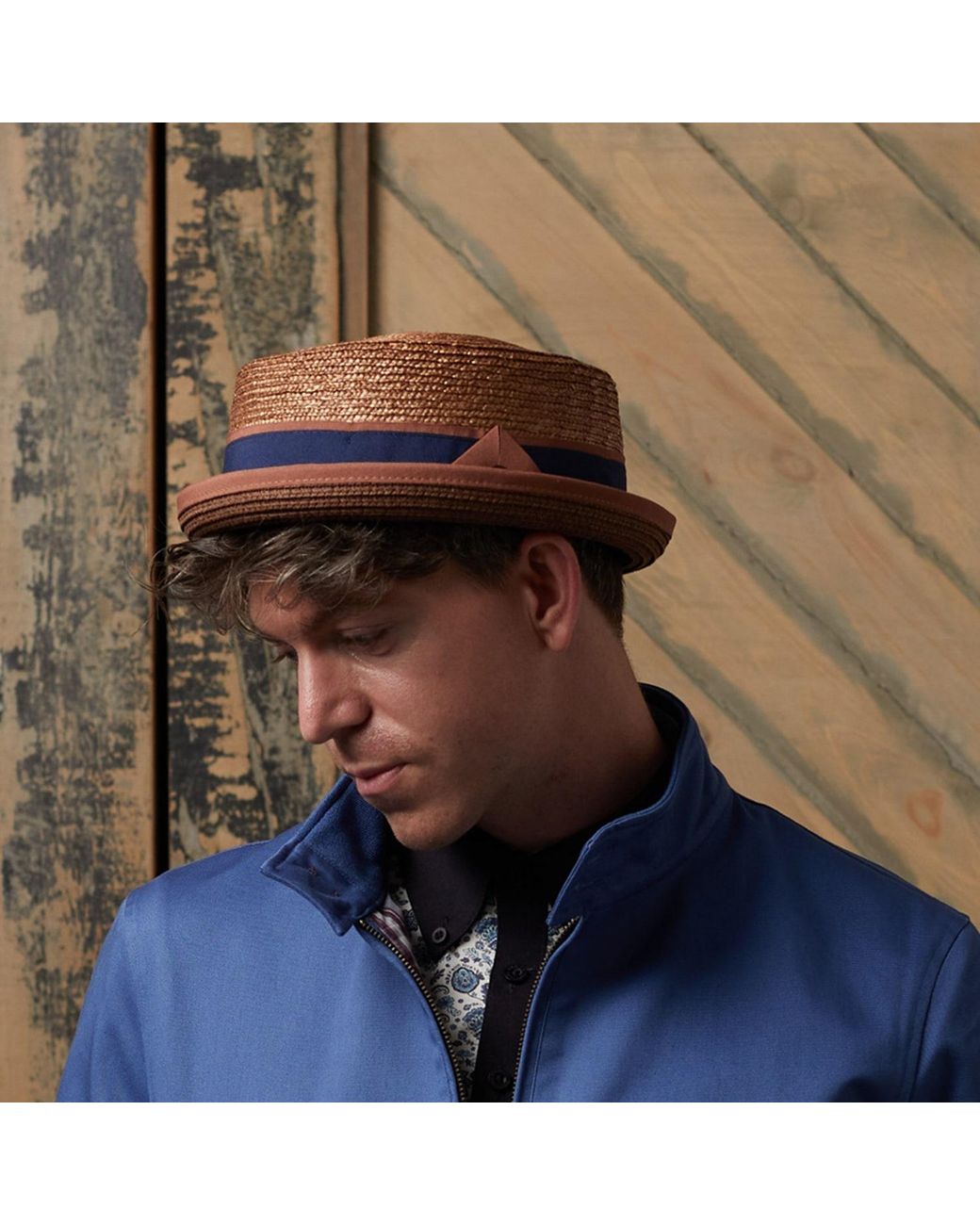 Dasmarca Hats Brown Dasmarca Oscar Summer Telescope Crown Lightweight Wheat Grass Breathable Mod Porkpie Hat for men