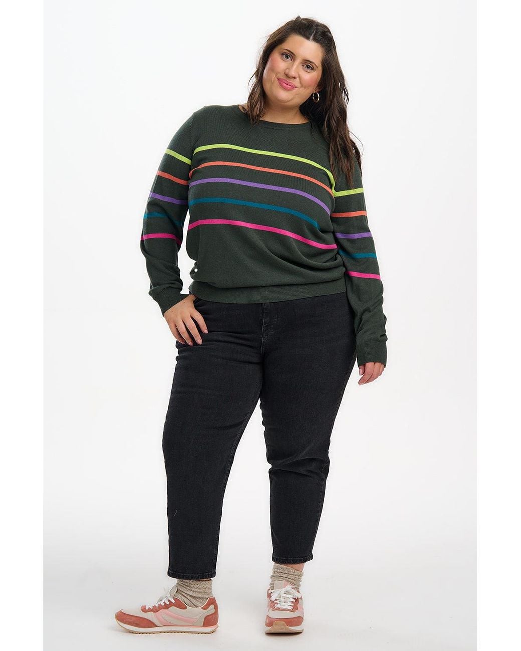 Sugarhill Green Rita Sweater Khaki Stripe