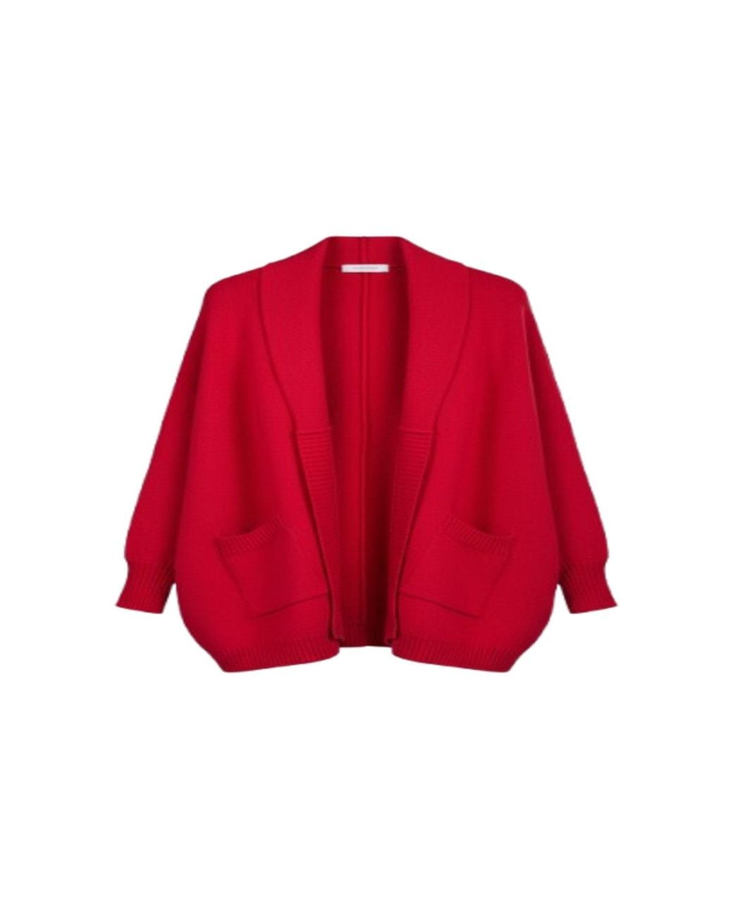 Saachi Red Open Front Oversized Cardigan Sweater