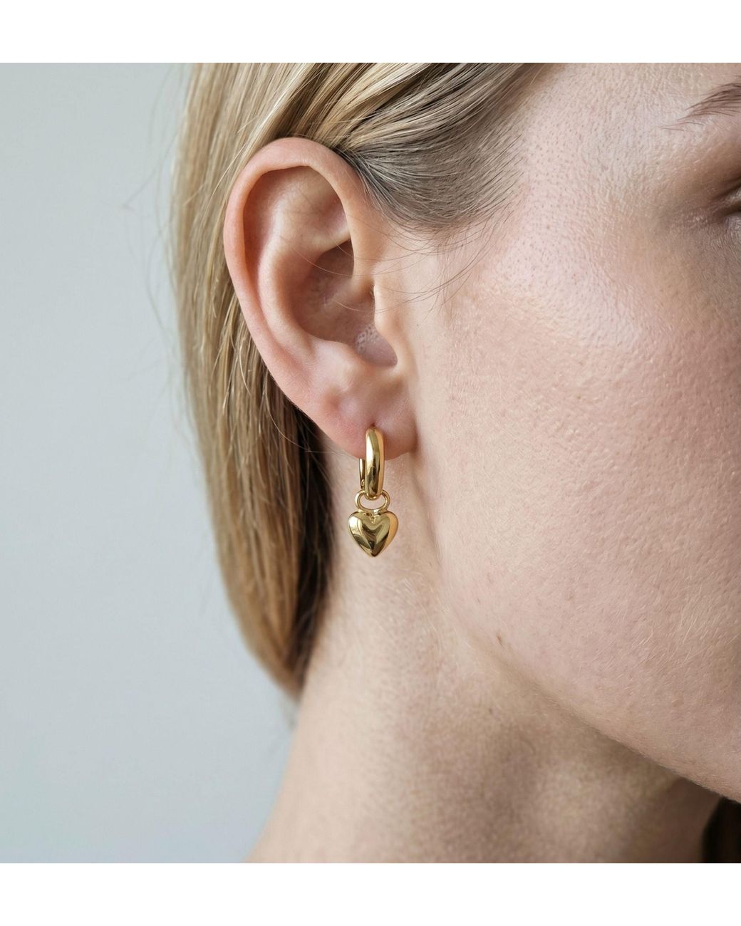 Uchi and Soto Metallic Kokoro Heart Drop Huggies Earrings