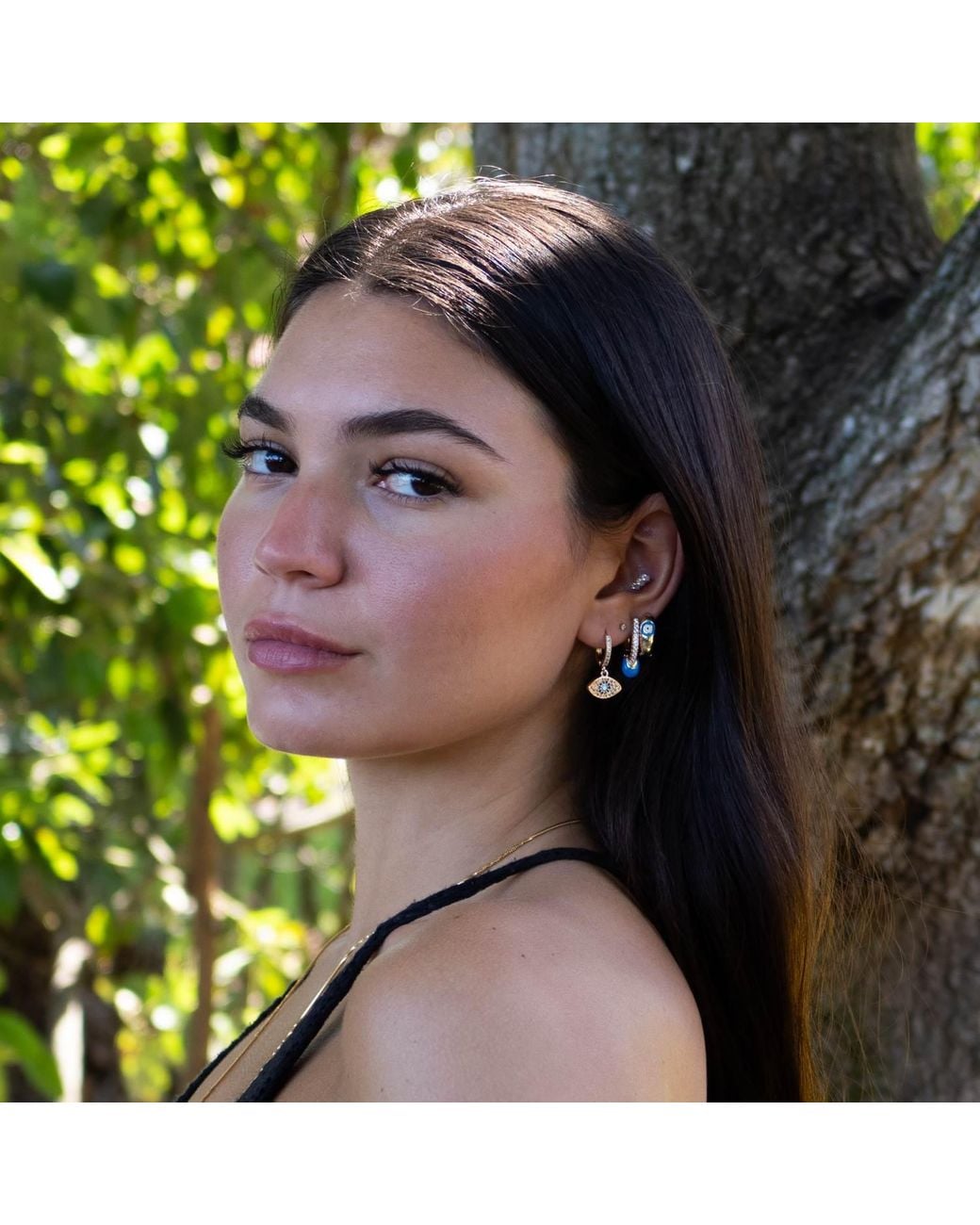 Ebru Jewelry Metallic Evil Eye & Diamond Trio Hoop Earring Set