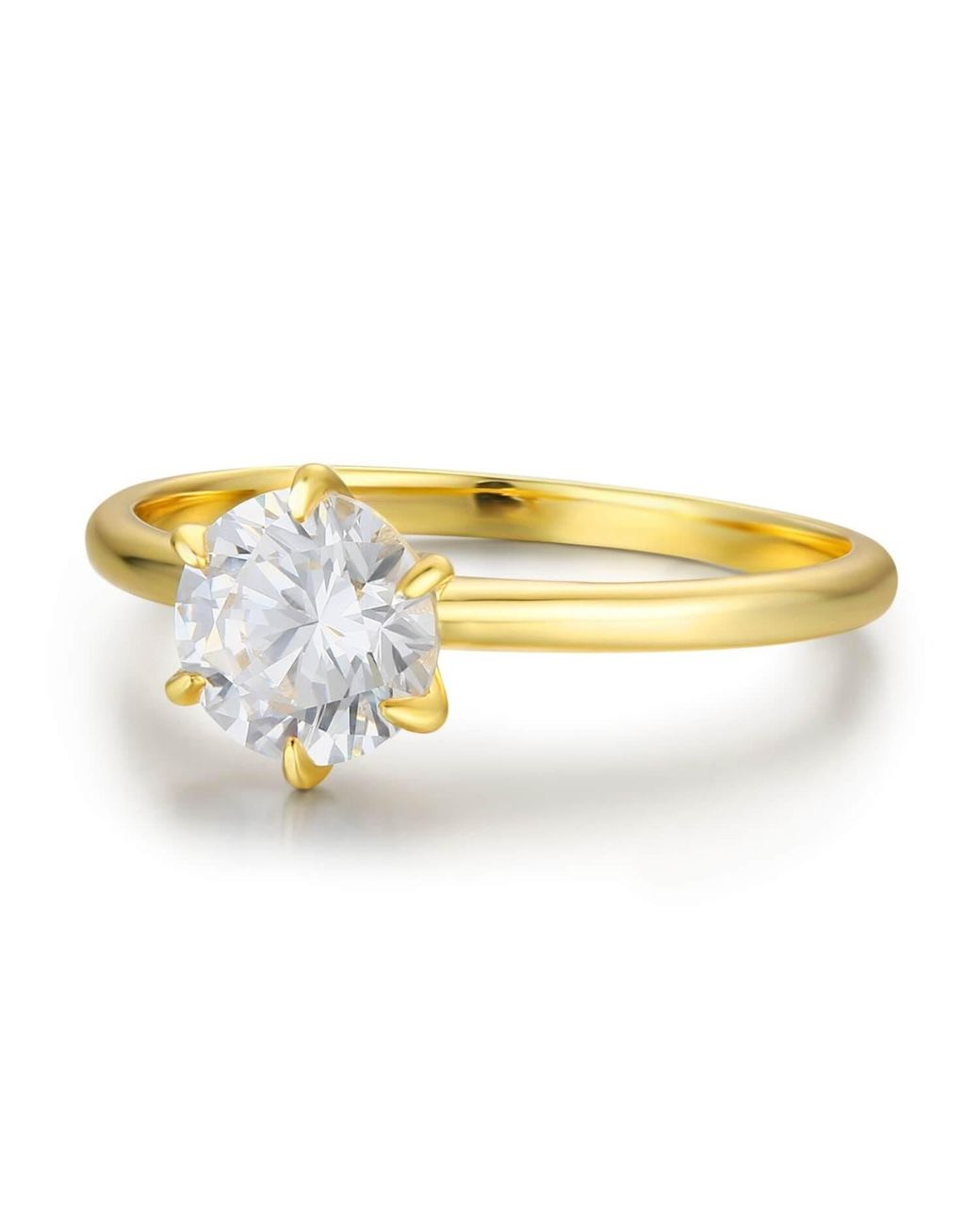 Azura Jewelry New York Metallic One Love Round Moissanite Ring Solid
