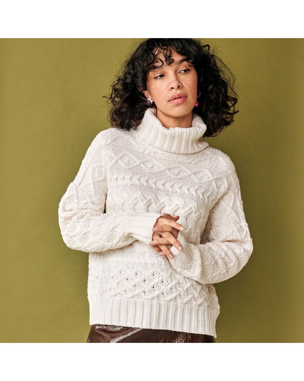Gigi Knitwear White Cable Sweater
