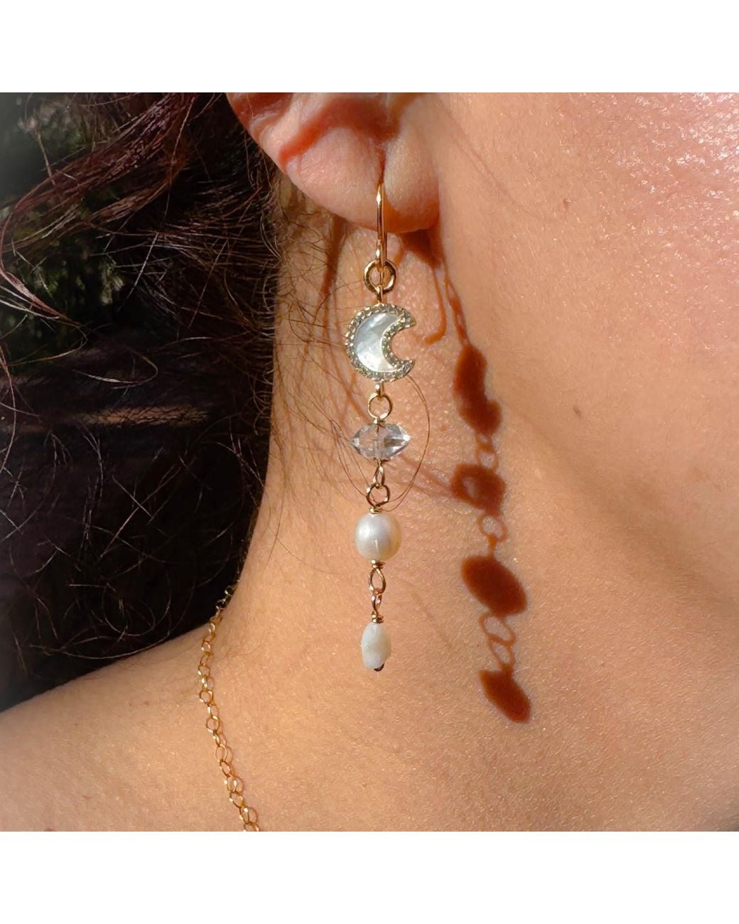 Lexi Jewelry Metallic Moon & Star Dangly Earrings