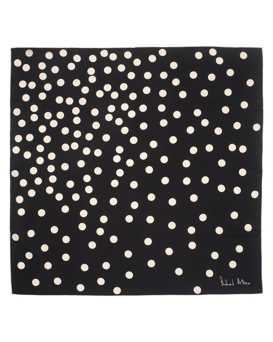 Richard Allan London Black And Polka Silk Scarf