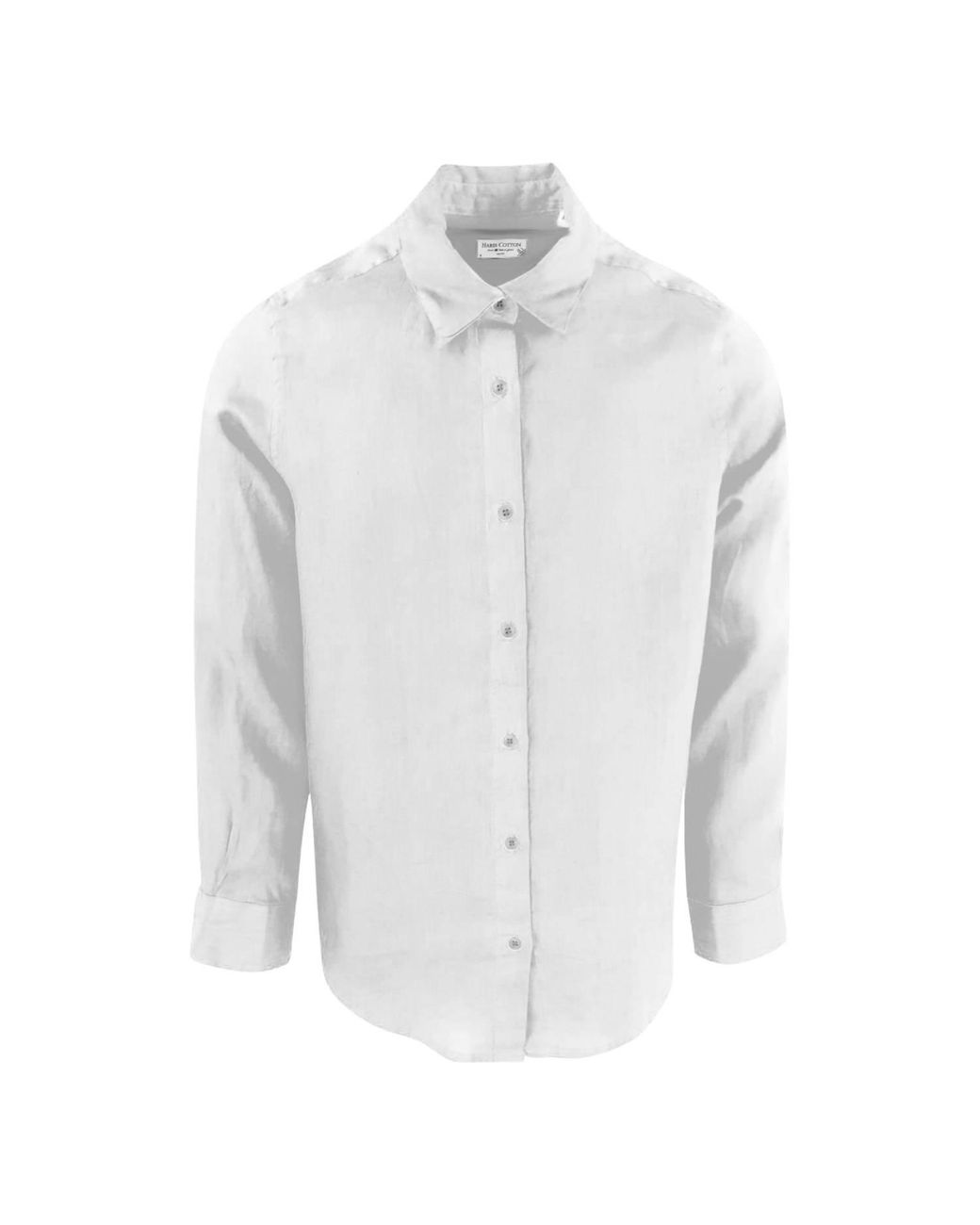 Haris Cotton White Linen Basic Long-Sleeved Shirt for men