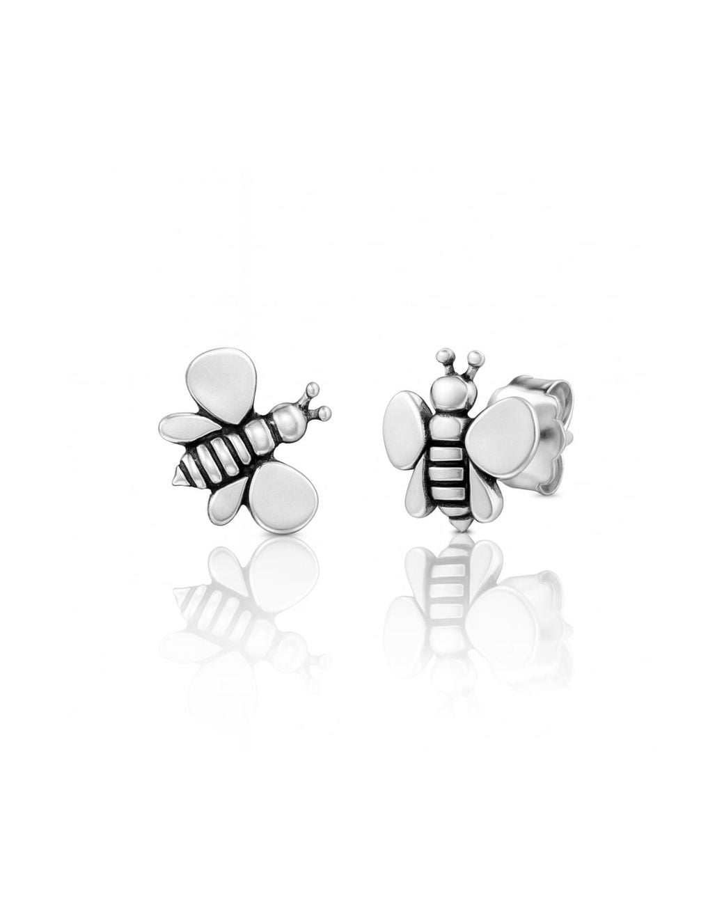 Unaloe Metallic Sterling Bee Stud Earrings – Symbol Of Vitality And Nature – Jewellery For