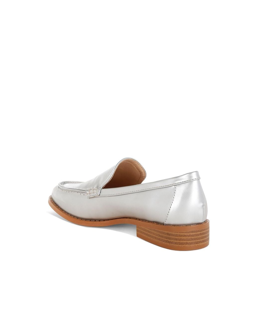 Rag & Co White Corleone Pleather Stacked Heel Loafers
