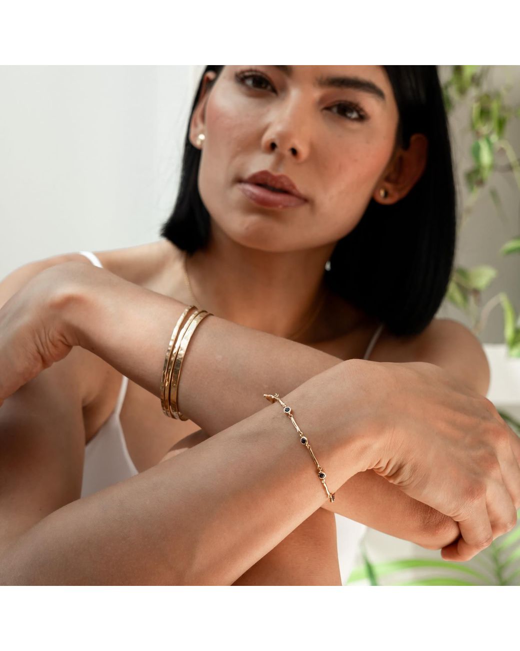 Dower & Hall Metallic Sapphire Dewdrop Link Bracelet