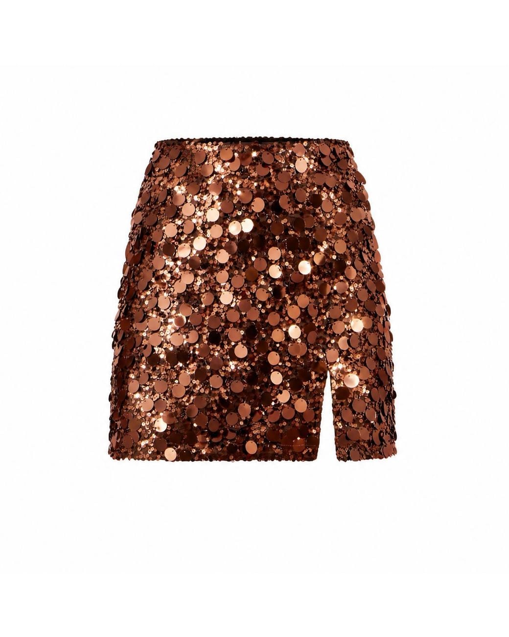Yumi' Brown Copper Big Sequin Mini Skirt