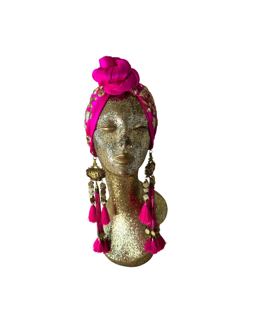 Julia Clancey Pink Luxe Edith Hotty Dream Leopard Sequin Turban