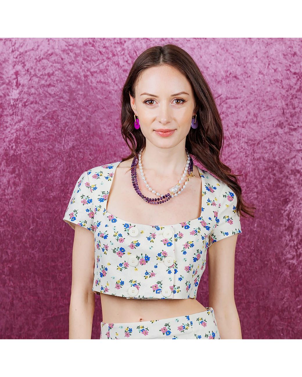 Farra White Amethyst With Freshwater Pearls Multi-Layers Necklace