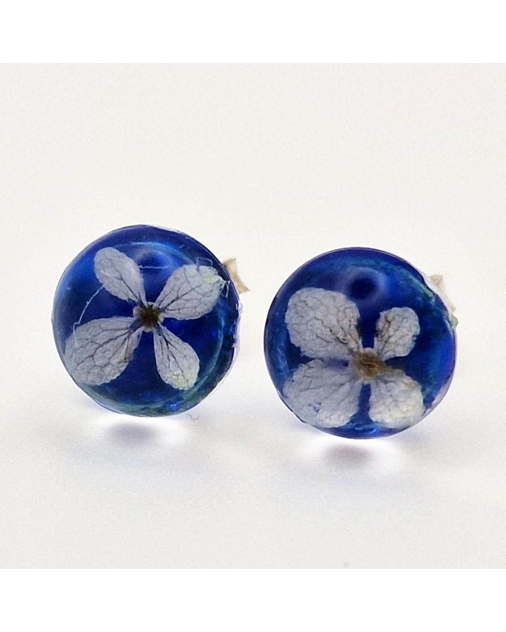 Laura Daili Blue Midnight Tiny Hydrangea Blossom Earrings
