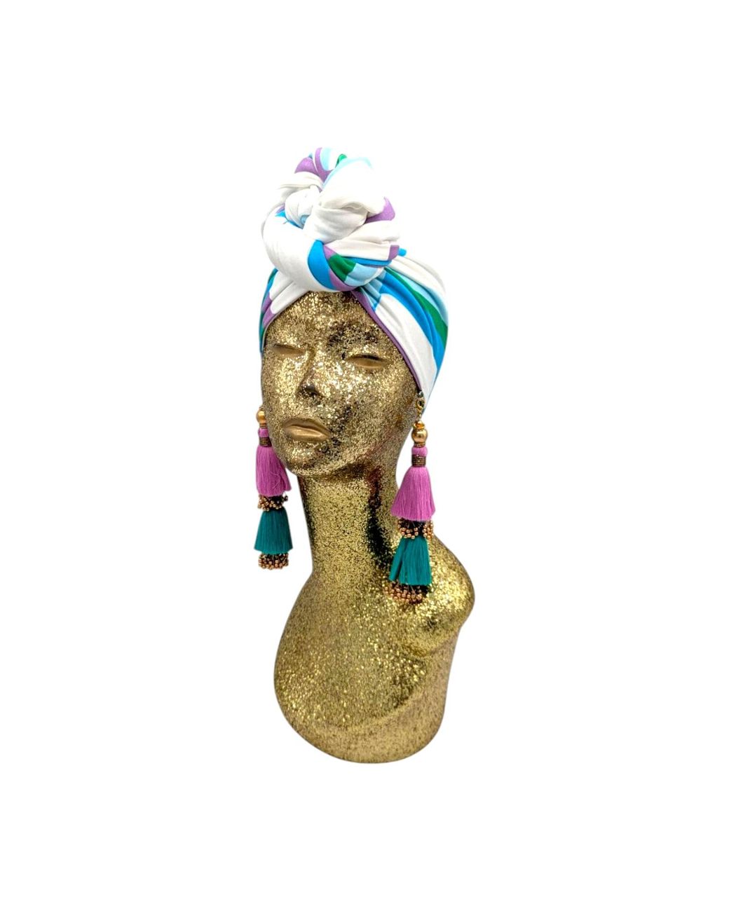 Julia Clancey Blue Azure Link Grande Organic Didi Dorado Reversible Turban