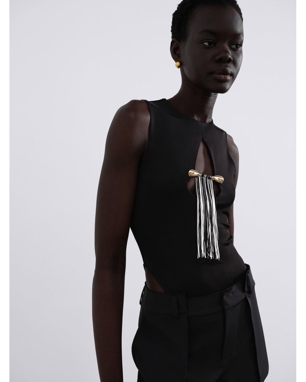 Sélone Black Nina Fringed Bodysuit