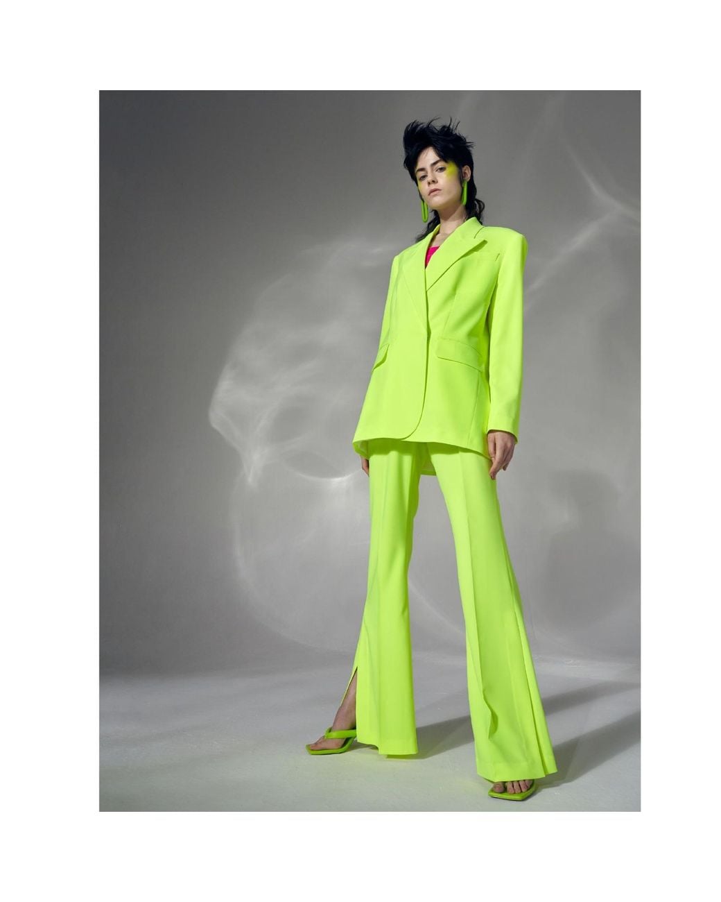 AGGI by HALEWSKI Green Blair Laser Yellow Oversized Blazer
