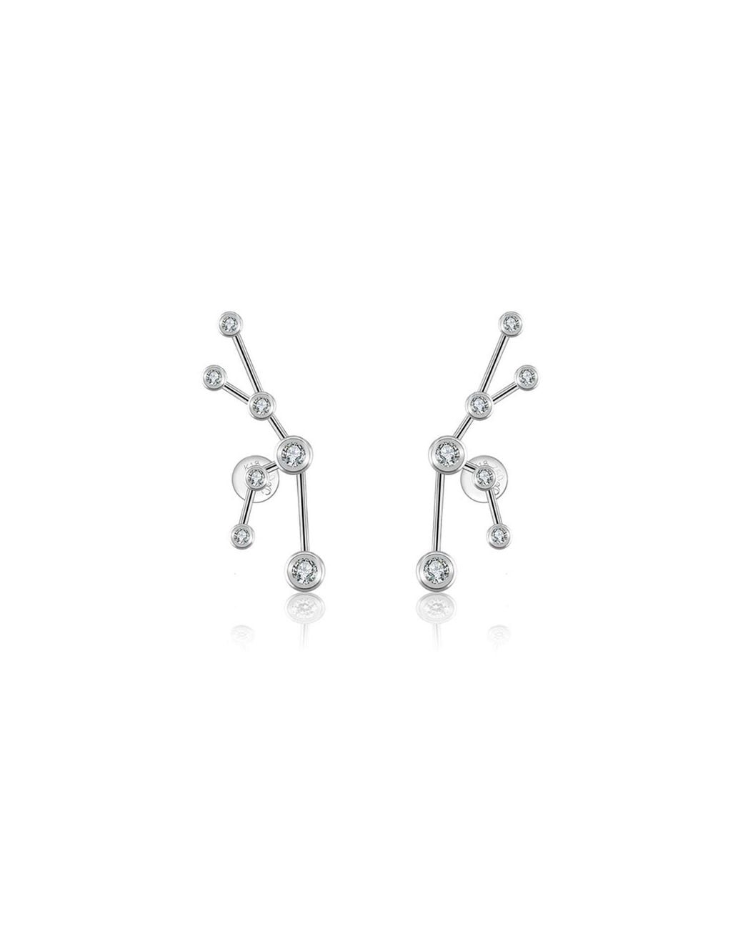 Genevieve Collection Metallic Taurus Zodiac Constellation Earring 18K & Diamond