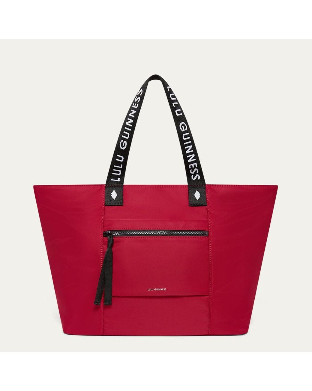 Lulu Guinness Red Lulu Nylon Macy Tote Bag