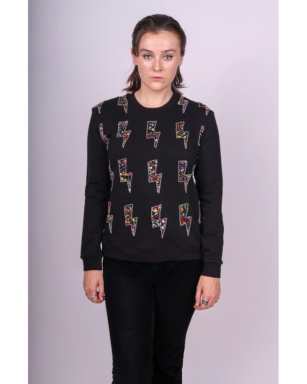 Any Old Iron Black Beaded Electric Lightning Sweatshirt for men