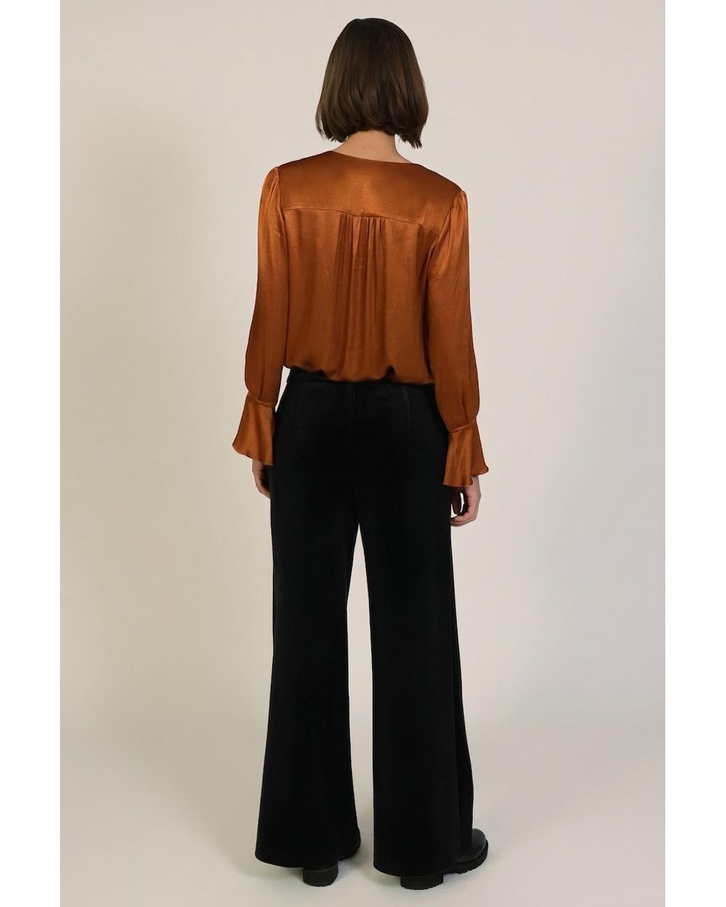 Traffic People Black Corrie's Bravado Velvet Cord Bouvier Wide Leg Trousers