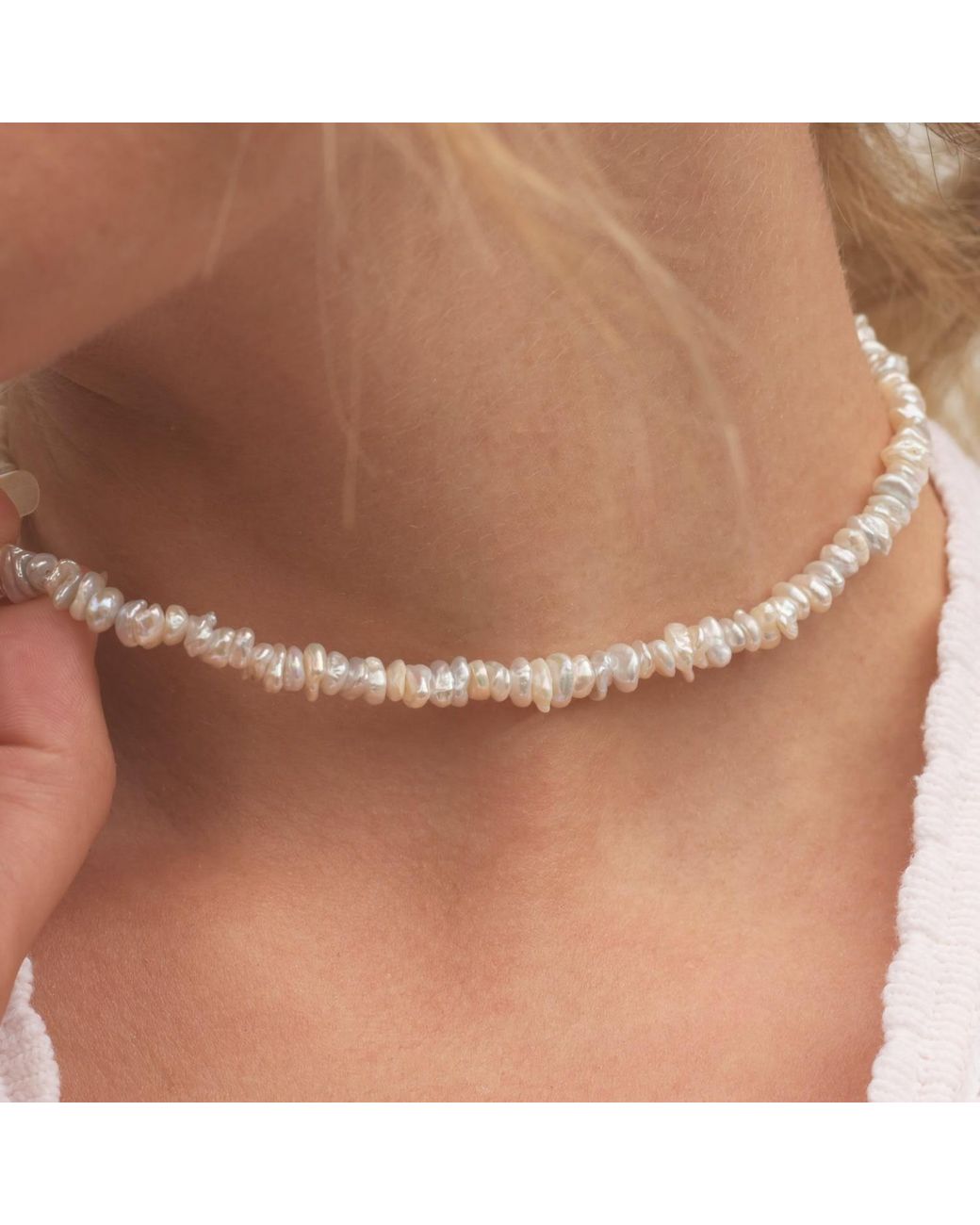 Kiri & Belle Metallic Ayla Irregular Keshi Pearl Filled Necklace