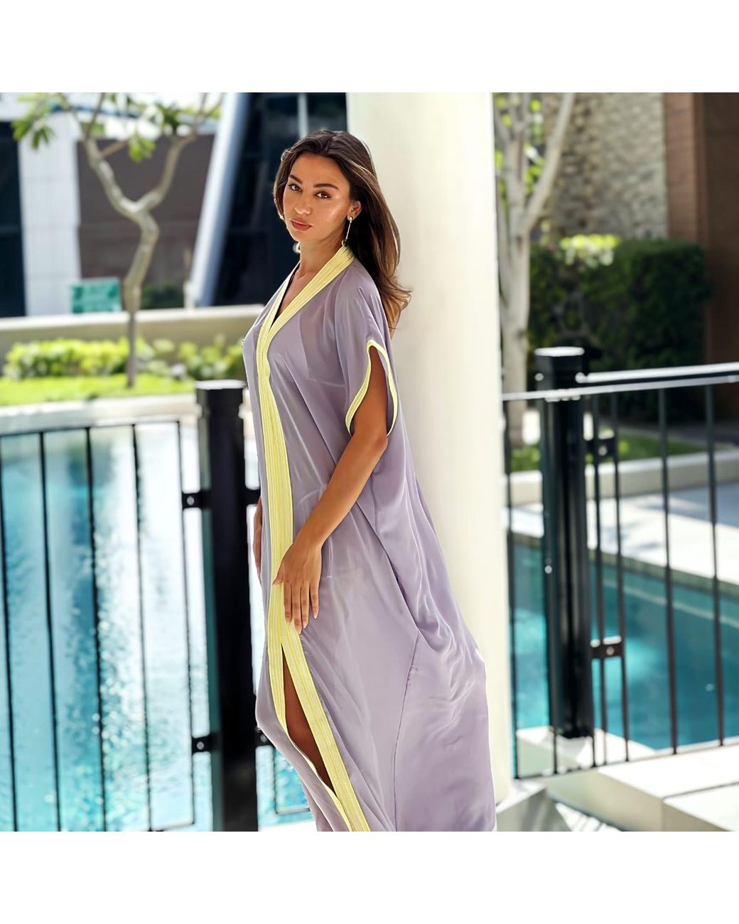 Belyed Handcraft Blue Soura – Beach Maxi Chiffon Kaftan By Belyed