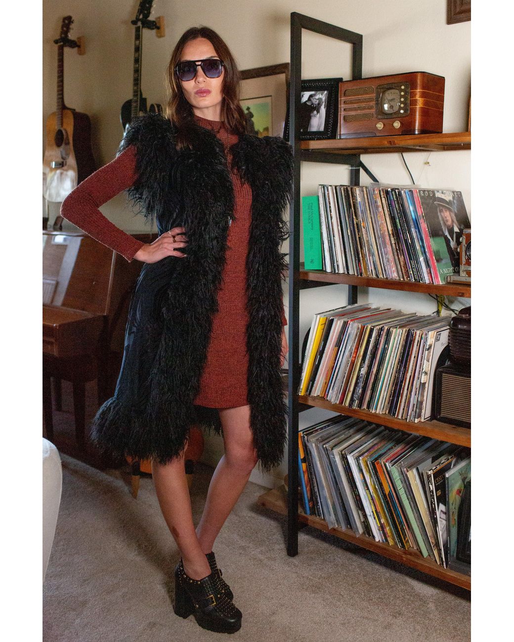 Jennafer Grace Black Zenobia Psyche Faux Fur Trim Vest