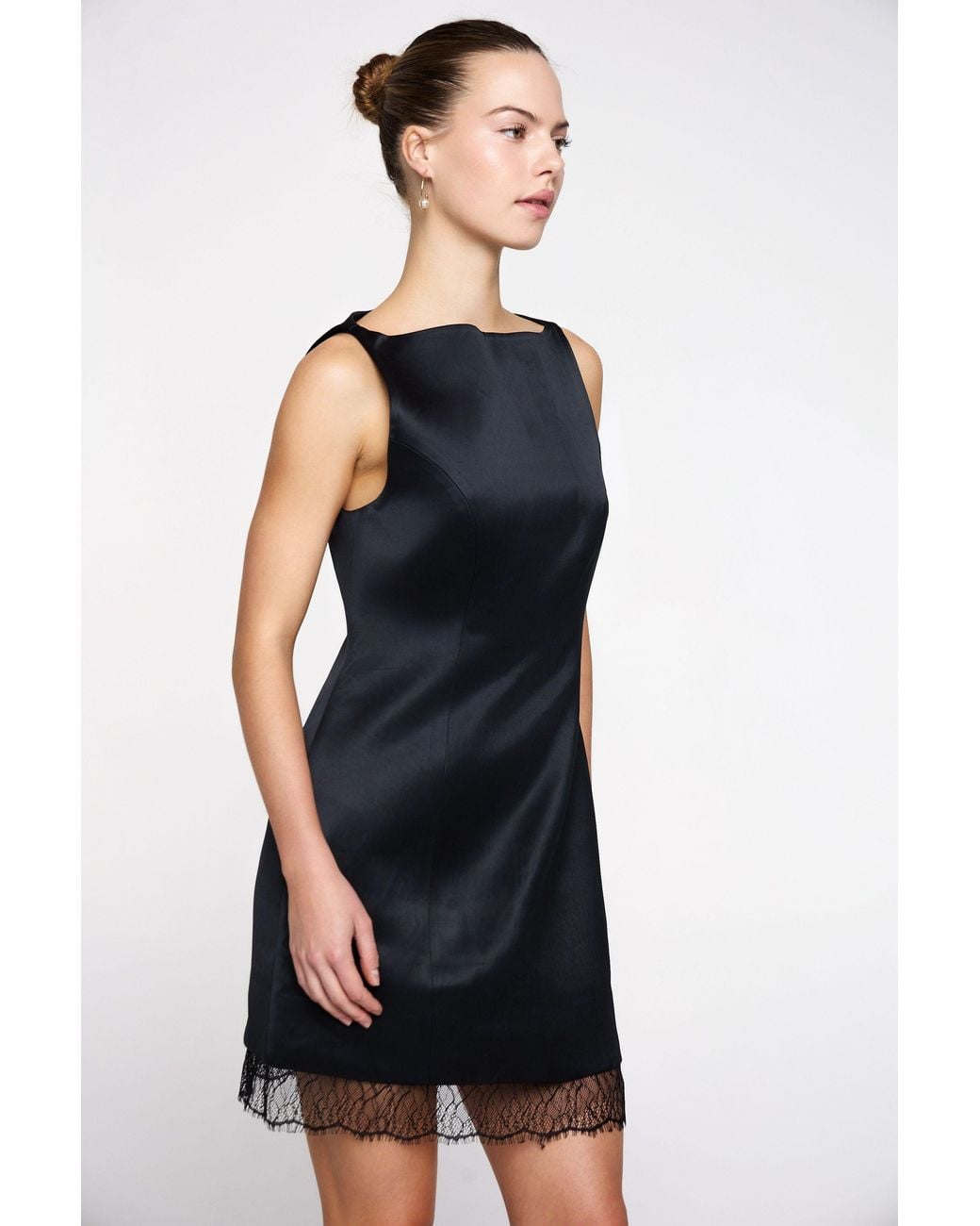 Marieta Yan Black Éclat Lace-Trim Dress