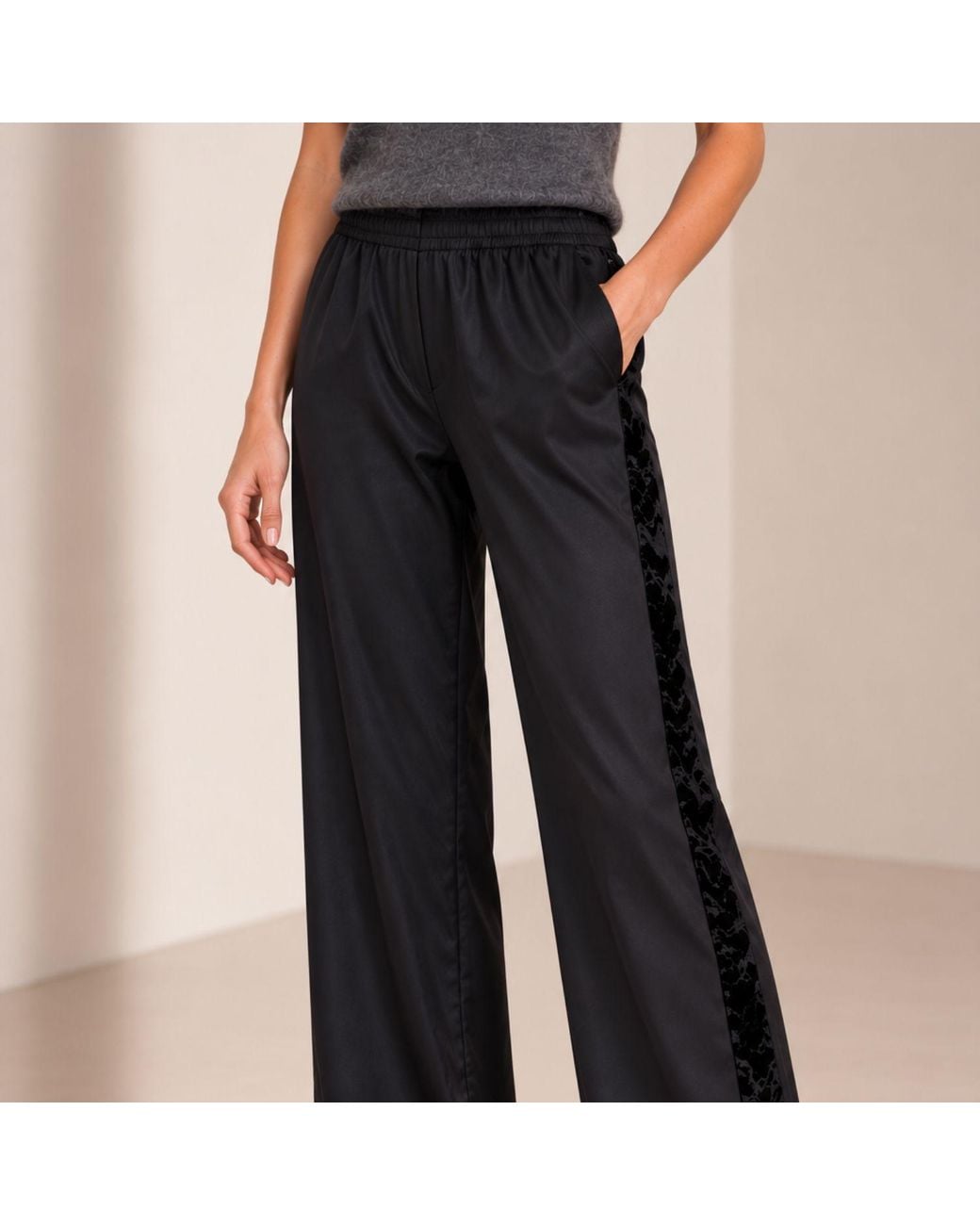 Luella Fashion Black Evangeline Trousers With Velvet Stripe