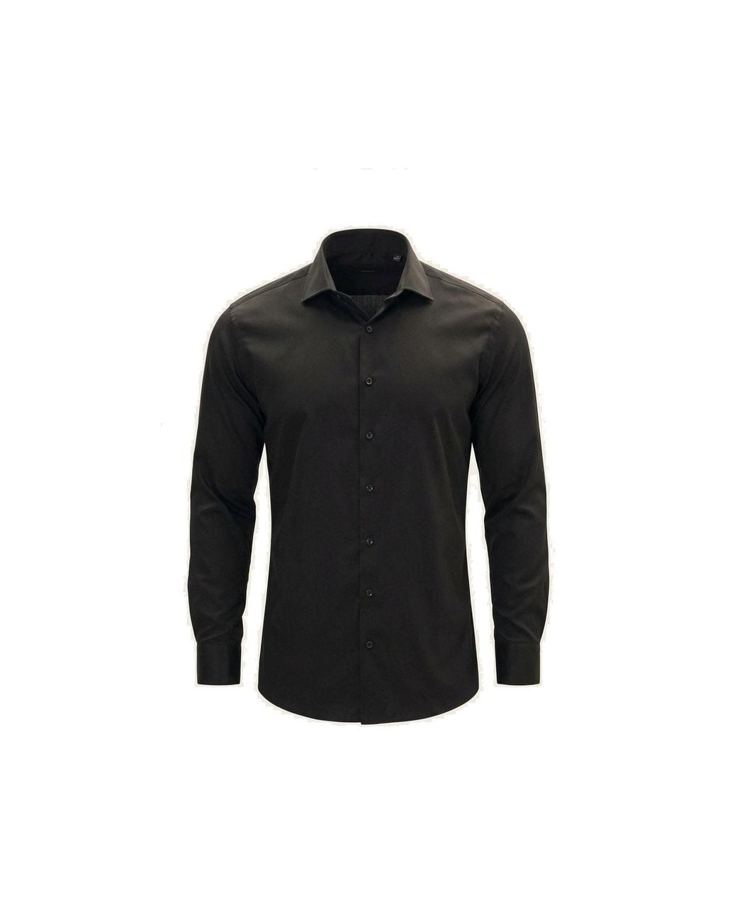 Ron Tomson Black Non-Iron Pure Cotton Spread Collar Dress Shirt for men
