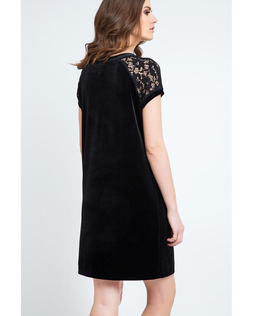 Conquista Black Velvet & Lace Dress