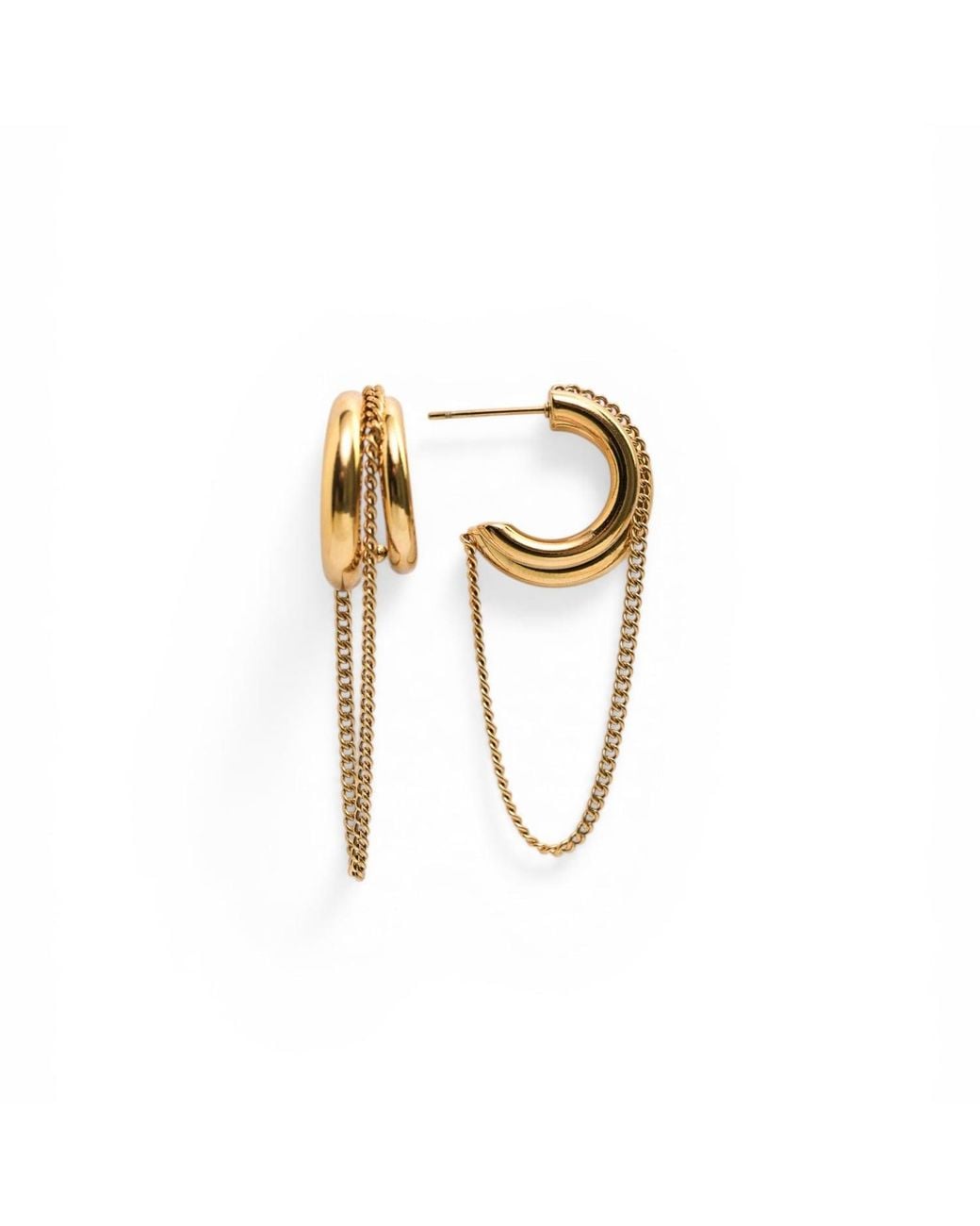 Miss Cecilia Metallic Chain Hoop Earrings