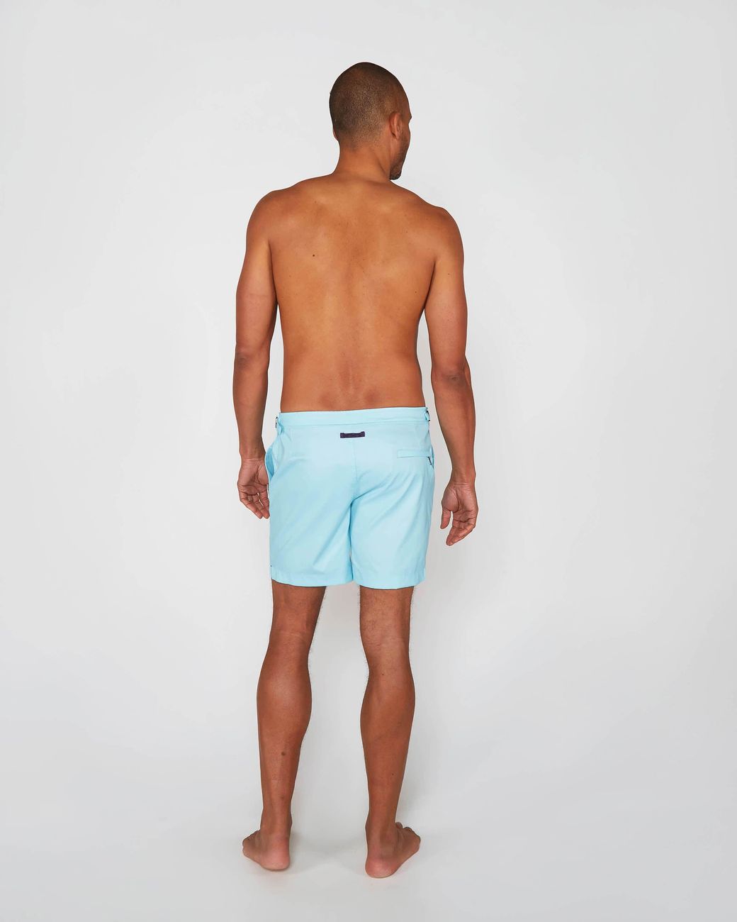 Lords of Harlech Blue Neptune Oxford Tailored Swim Short for men