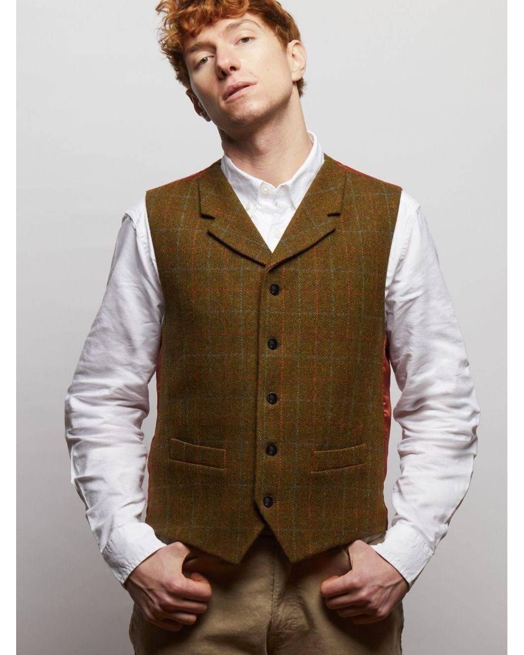 Guards London Green Sherwood Tweed Wool Waistcoat for men
