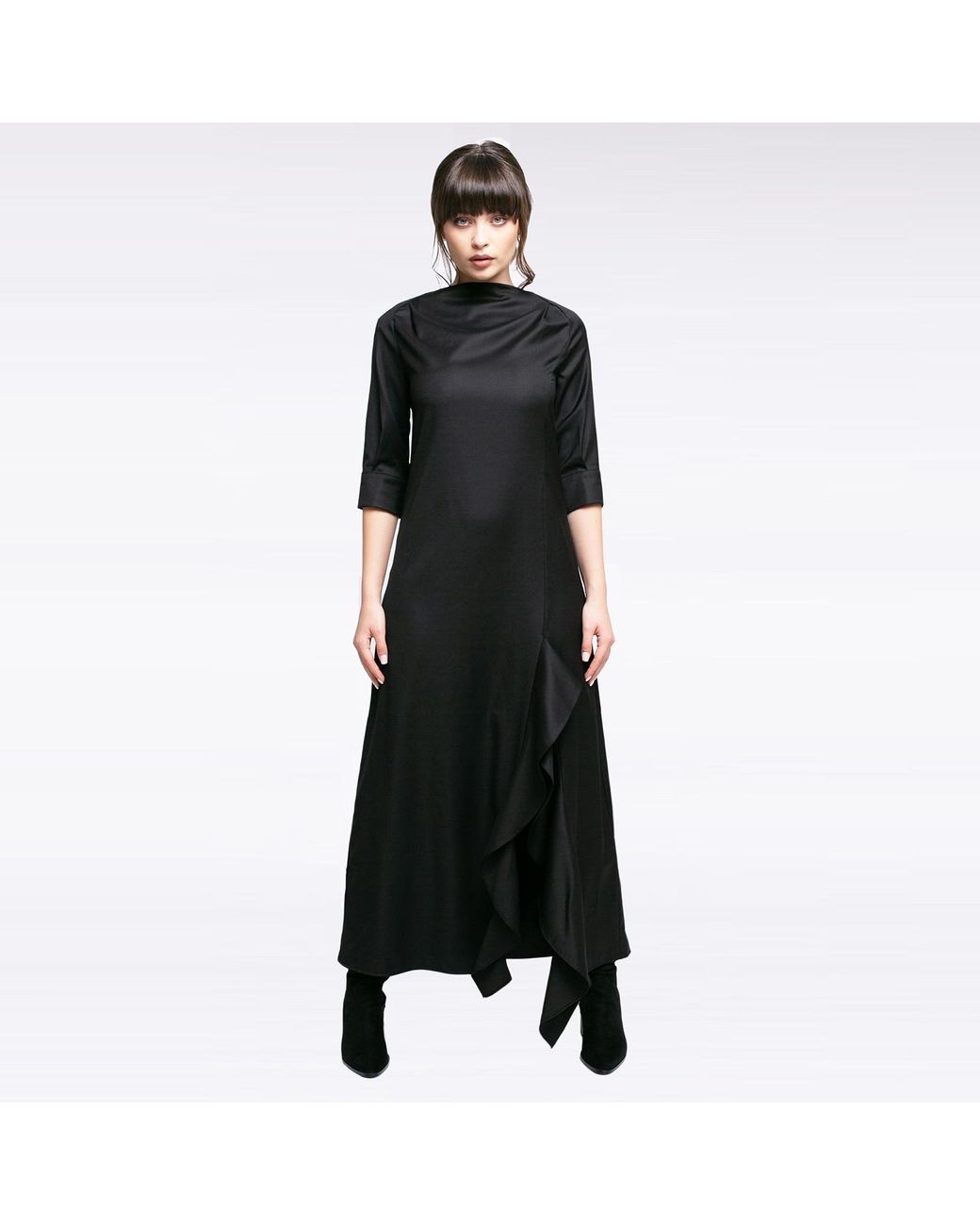 Larisa Dragna Black Mystique Long Slit Dress