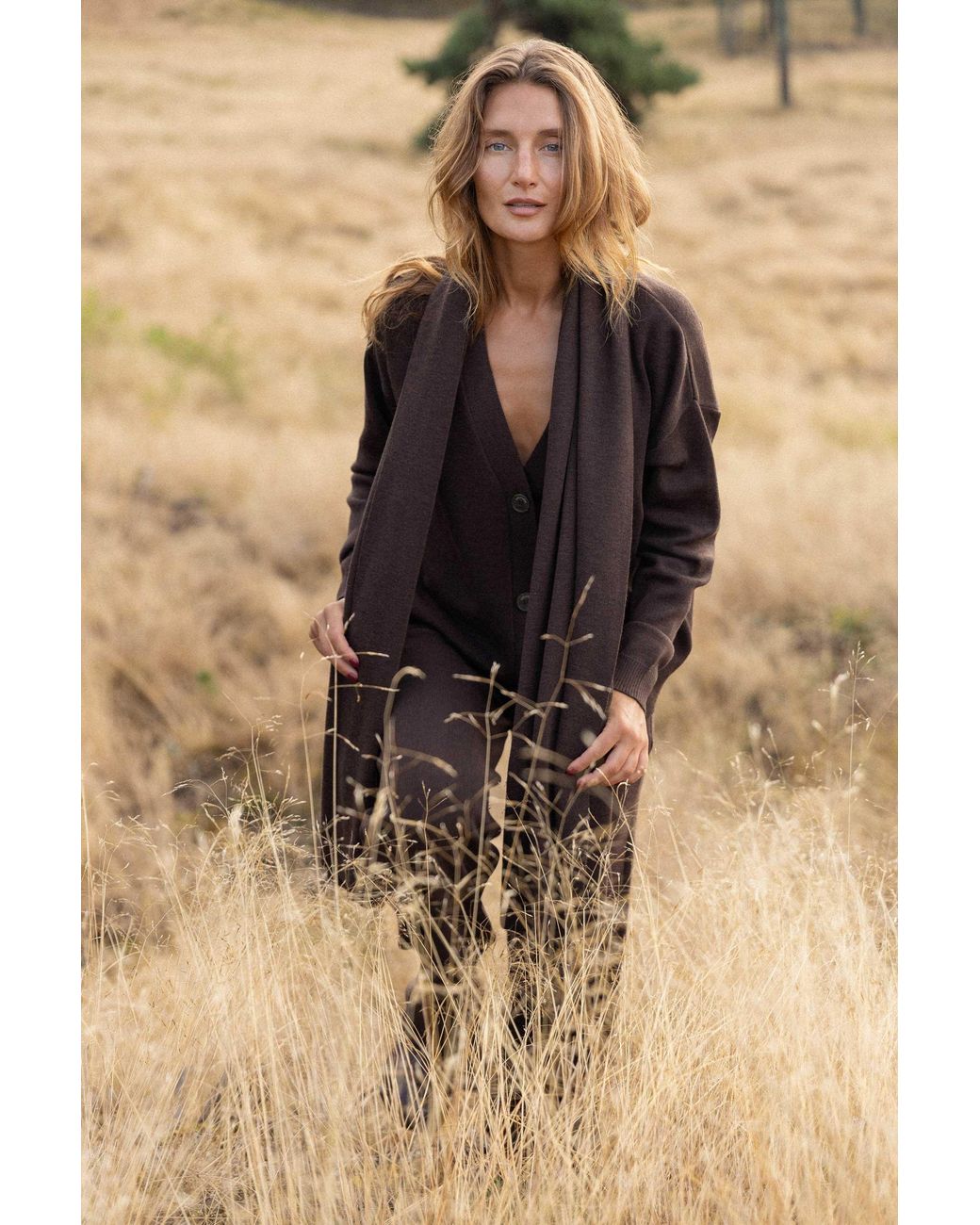 SALANIDA Brown Bene 100% Merino Cardigan Chocolate