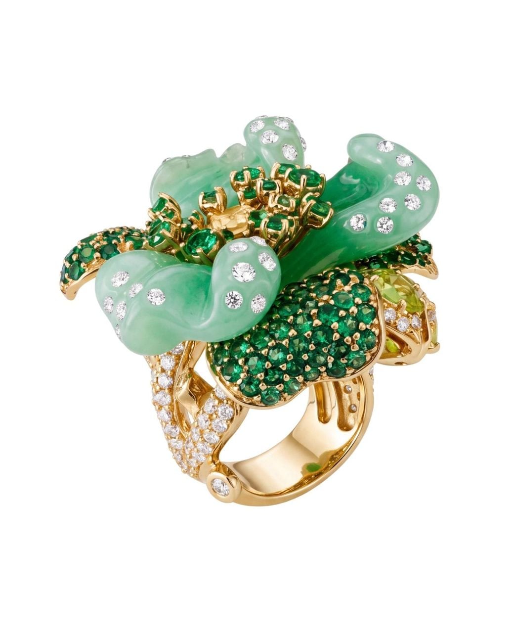 Latelita London Black Jade Rose Flower Cocktail Ring