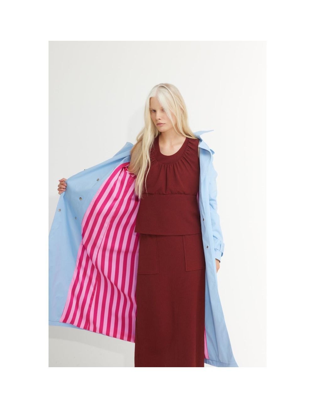 Julia Allert Red Summer Crinkled Sleeveless Top & Long Skirt Set
