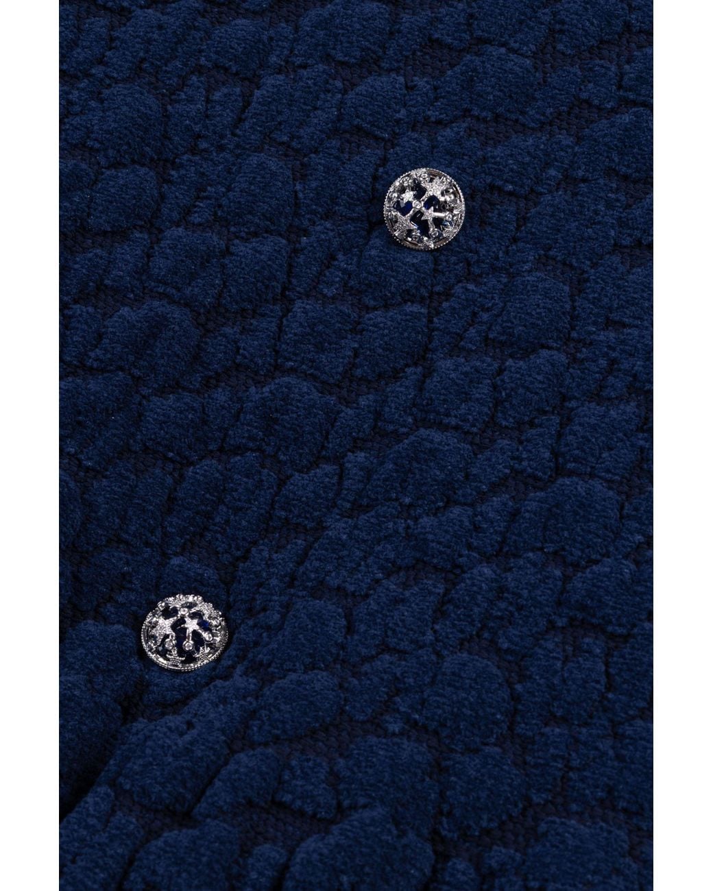 Nocturne Blue Textured Knit Peplum Cardigan