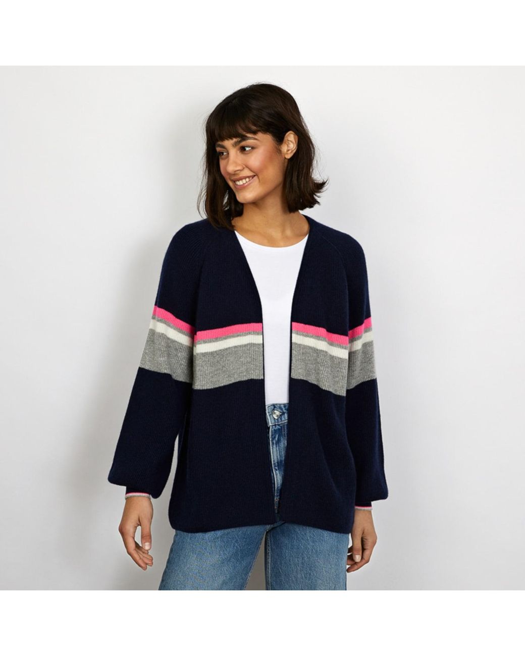 Cove Blue Neon Stripe Cardigan