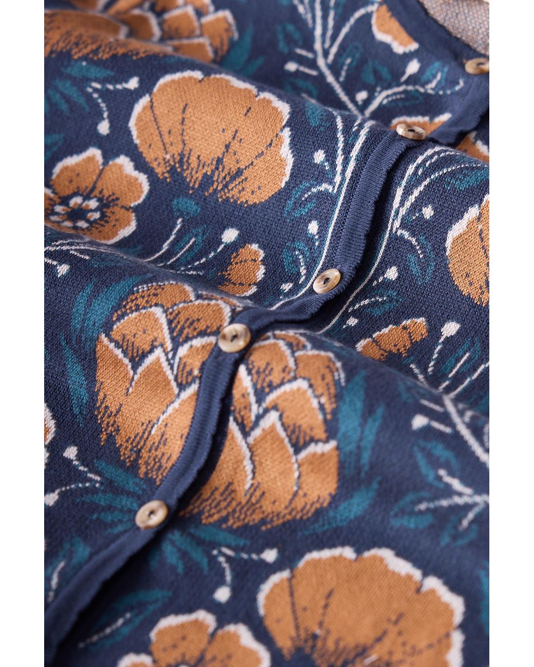 Peraluna Blue Felicity Floral Jacquard Knit Cardigan