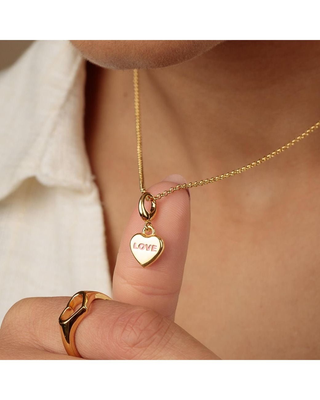 Lily Charmed Metallic Plated Love Heart Sweet Charm Necklace