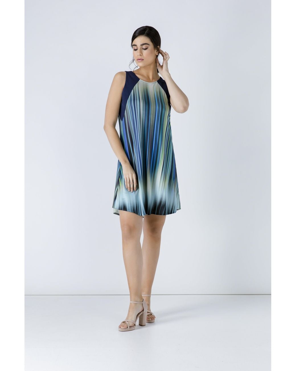 Conquista Green Striped Dress