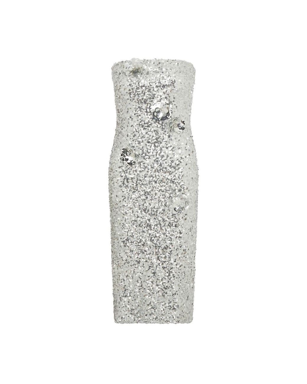 Sour Figs Gray Floral Embellished Sequin Dress