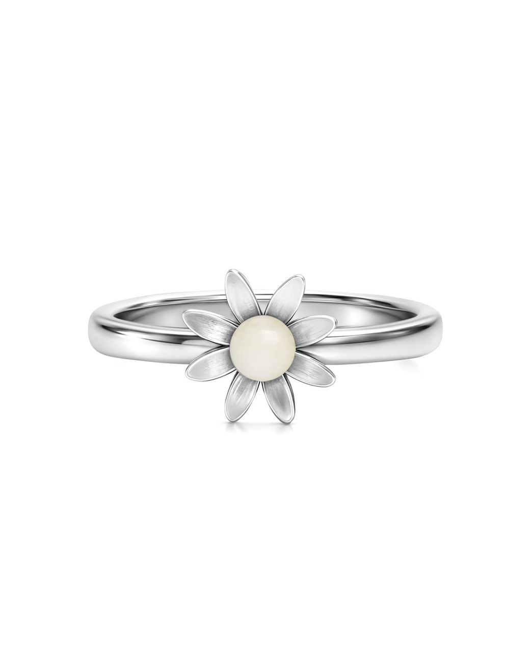 Unaloe Metallic Adjustable Daisy Ring With Natural Pearl