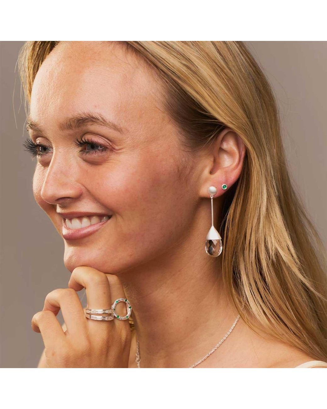 Moon London White Icy Neutral Crystals Drop Earrings